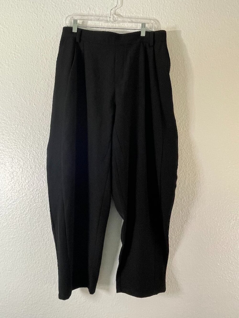 Halara Pleated Balloon Barrel Leg Work Pants Trousers Black Women's Size L